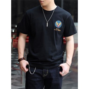 美式復古空軍t恤男士短袖夏天全棉雙紗寬松軍風tee阿美咔嘰體恤潮