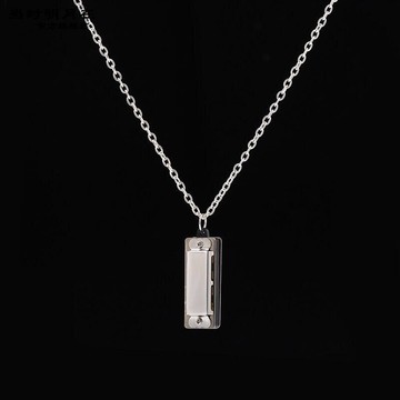 當時明月在 可以吹歌曲扁型4孔8音小口琴項鍊口風琴吊墜男嘻哈情侶毛衣鏈女