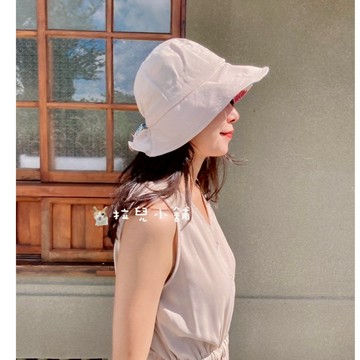 「拉兒小舖」台灣現貨 蝴蝶結漁夫帽 遮臉帽  遮陽帽 防曬帽 漁夫帽 防曬