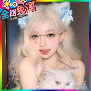 🌸台灣出貨🌸 日係藍色蝴蝶結毛絨貓耳髮夾甜美可愛漫展Lolita髮飾角色扮演頭飾 🥇滿額免運🥇X370-11-A