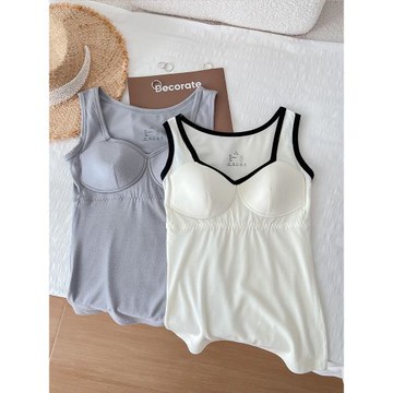 自發熱保暖背心內衣女帶胸墊一體秋冬內搭上衣舒適薄款女士秋衣