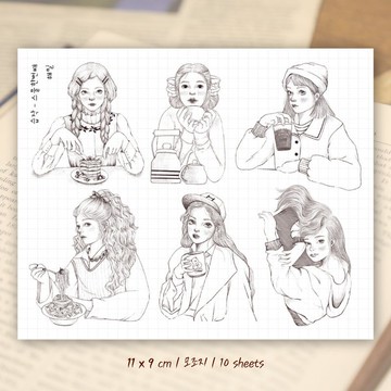 drawing study ver21 (hamil) 復古女孩人物貼紙