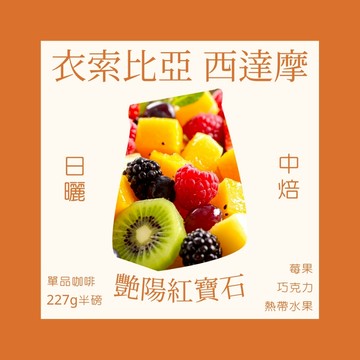 中焙｜ 衣索比亞 艷陽紅寶石｜ 西達摩 日曬 優質咖啡豆 半磅(227g) 【每單限購一包】