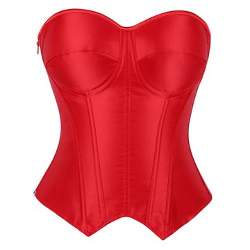 紅色魚骨上衣betterme絕美法式復古宮廷風束腰胸衣拉鏈帶胸墊抹胸