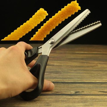 酒術不銹鋼調酒鋸齒花邊剪刀酒吧雞尾酒橙子檸檬水果皮裝飾物工具