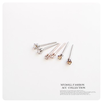 鋼針耳環‧ 淡定‧3mm水鑽系列耳環【4001】