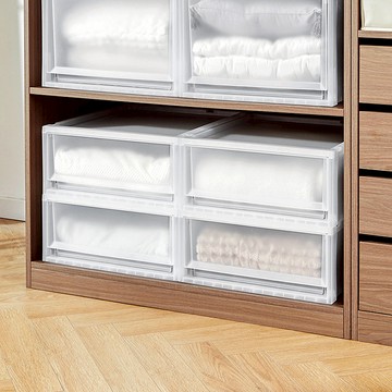 Fits 45面寬單層抽屜收納箱-高20CM-3入-多色可選 典雅白