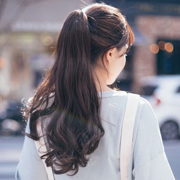 假發馬尾假發女長卷發綁帶式逼真大波浪中長款梨花頭馬尾辮假發片