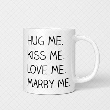 hug me kiss me 情侶表白杯子，創意個性陶瓷馬克杯 美式咖啡杯