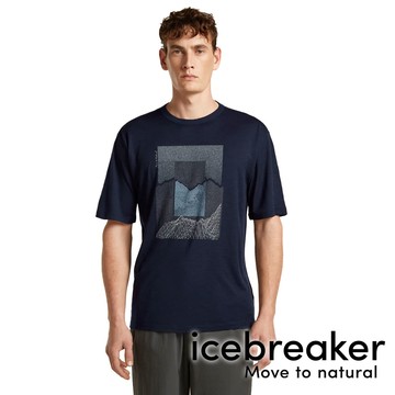 【icebreaker】男Tech Lite羊毛圓領短袖上衣(寬鬆版)-150『深藍』0A57FR 戶外 露營 登山 健行 休閒 時尚 出國 旅遊 短袖 上衣