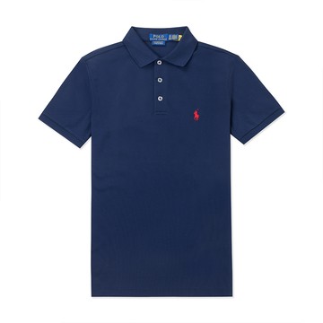 Polo Ralph Lauren RL 熱銷刺繡小馬短袖Polo衫 上衣(彈性纖維)-深藍色