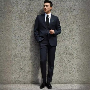 純色男高定羊毛半痳襯工藝平駁領西服套裝修身結婚禮服雙開叉套西鑫弘-錦衣華服