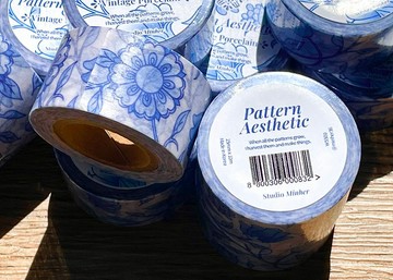 藍色陶瓷和紙膠帶 (minher studio) 可愛復古