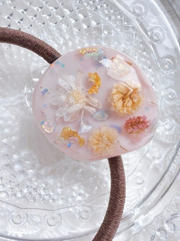 手作飾物 髮圈橡筋 日本真花 貝母 夢幻可愛 夏日穿搭髮飾馬尾