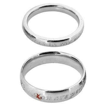 馥瑰馨盛 男女圈著愛情耀鑽戒指 Set 2個 台灣製 鋼合金  女戒圍10號 + 男戒圍14號