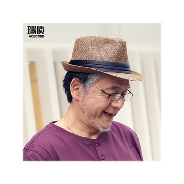太陽遮陽帽夏季出旅游男士草編草帽中老年人禮帽爵士沙灘爸爸帽子