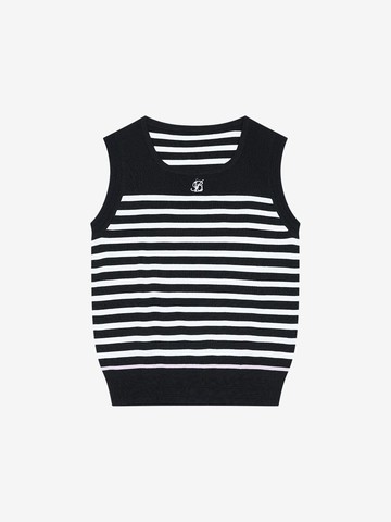 Striped Embroidered Knit Sleeveless Sweater (BKUCF7908)
