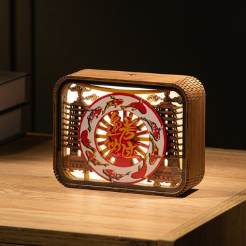 ??快速出貨?? 附發票 木雕燈雕刻木制氛圍小夜燈創意擺件企業周年慶商務文創高考伴手禮