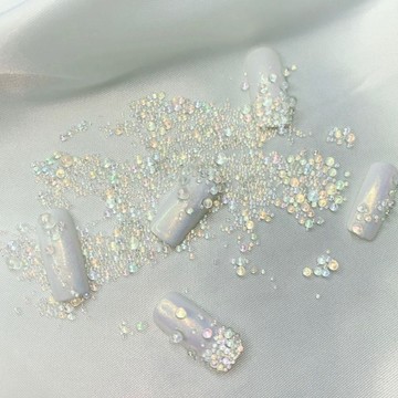 ✨台灣出貨✨日式美甲飾品幻彩石 極光人魚色泡泡淚滴珠立體水晶石指甲裝飾鉆
