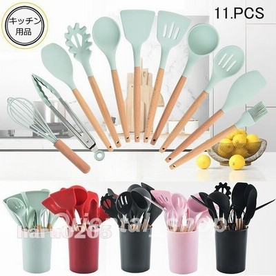 キッチンツール 調理器具 製菓器具 料理 台所用品 シリコン製 木製 耐熱 クッキング調理用品 キッチンツールセット 収納容器 新築お祝い プレゼント 全8色 通販 Lineポイント最大get Lineショッピング