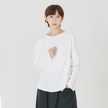 弧形下擺長袖T 白F