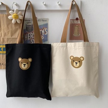 秋冬帆布包女單肩小眾文藝百搭大容量學生上課包可愛ins韓風布袋