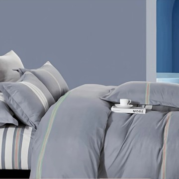 A-ONE 雪紡棉被套床包組 環保印染 染色堅牢度高 吸濕透氣  優雅 灰色  單人  床包 + 枕套 + 薄被套