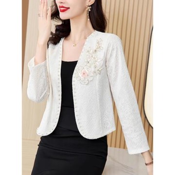 蕾絲短款外套女士春秋2025新款夏季配旗袍裙子開衫披肩小西裝外搭