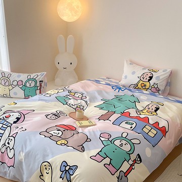 超可愛日系冬日夥伴100%純棉床上寢具四件套