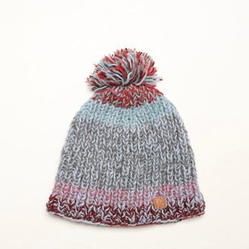 童/成人灰粉色配色雜彩線極簡可愛冷帽羊毛帽純羊毛線手工編織半