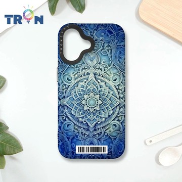 TRON IPHONE 16 藍色漸層印度Henna幸運祝福圖騰 防摔 MAGSAFE 磁吸 太空載具殼 透黑 手機殼