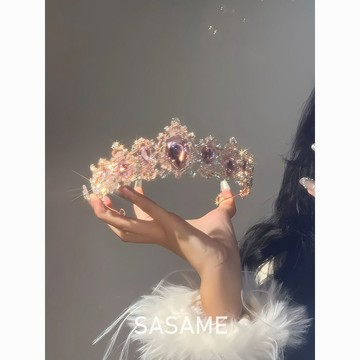 桃園出貨✨「巴洛克之夢」公主生日皇冠名媛風爆閃水鑽王冠髮箍禮服髮飾頭飾