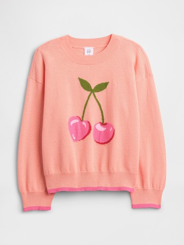 女幼童裝 純棉圓領長袖針織衫-橘粉色