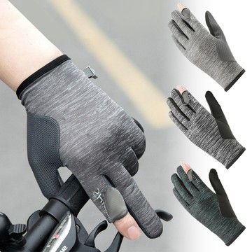 【活力揚邑】涼感萊卡吸濕排汗開車騎車防曬掀指手套單車自行車運動防滑手套