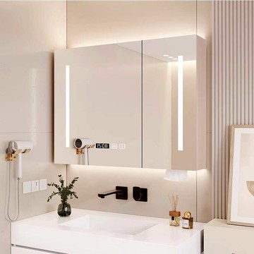 簡約奶油風衛浴單獨浴室柜鏡柜鏡框65/75/85/95/105/115普通智能[DD150110]