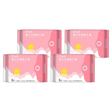 Chuli 初朵 24.5cm 日用型 懸浮涼感衛生棉 積雪草複合芯片  8片  4包
