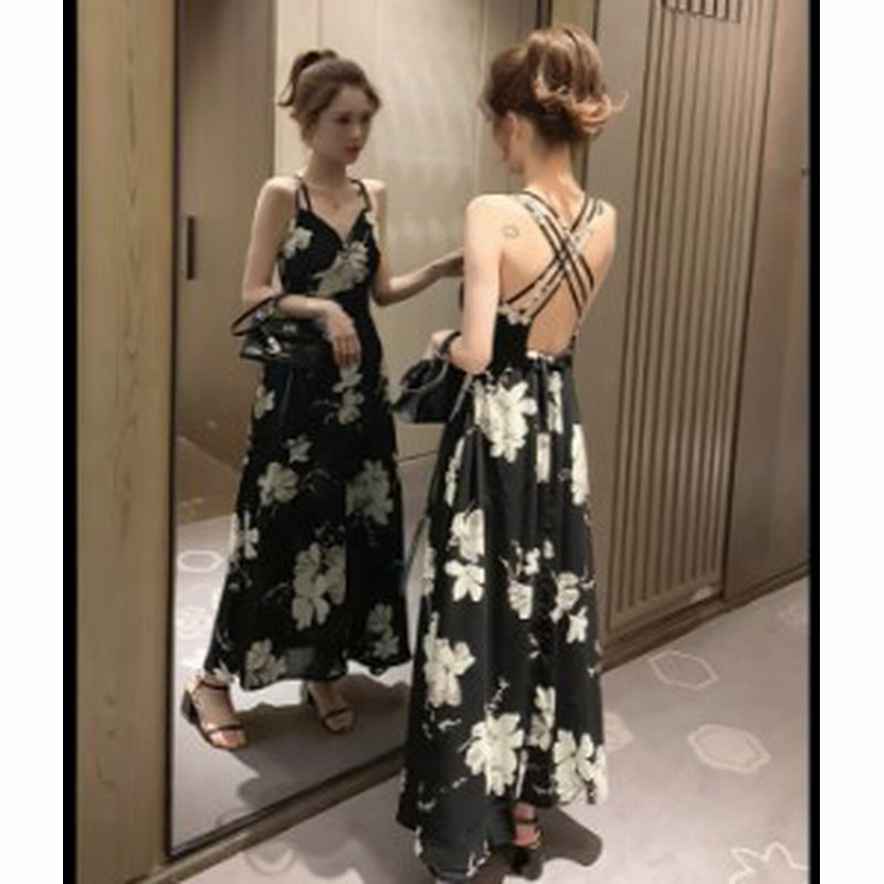 マキシ丈ワンピース 花柄 リゾート 花がら レッド ブラック 春物 夏物 最新 レディース ファッション 人気 可愛い 大人 通販 Lineポイント最大1 0 Get Lineショッピング