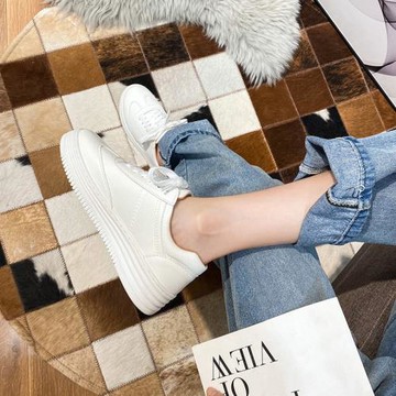 小白鞋女厚底2024新款春秋休閑運動鞋韓版學生百搭增高平底板鞋女