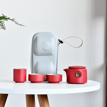 旅行茶具組 贈防撞收納包 一壺三杯 快客杯 兩色可選 泡茶組 隨身茶具 台灣現貨