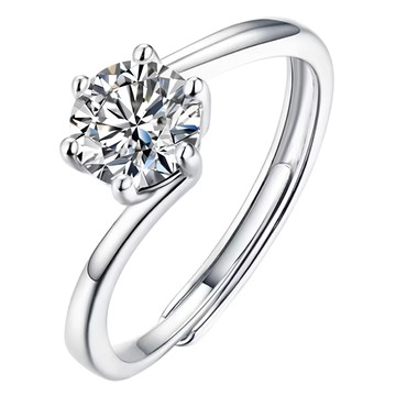 CF Diamond 女戒 莫桑鑽 璇愛 D色 FL淨度 3EX切工 八心八箭邱比特比利時切工 S925銀材質  可調節  銀色