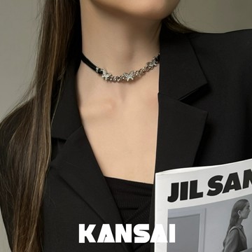 KANSAI 水鑽蝴蝶頸鍊 女choker時尚辣妹鎖骨鍊小眾頸鍊脖子酷潮配件