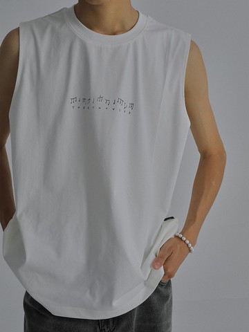 todaynowind涼感抑菌寬松圓領背心 索羅娜抗皺無袖小領口音符印花