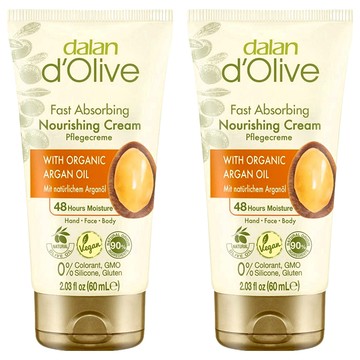 達欖 d'Olive 快速吸收滋養霜 含有機摩洛哥堅果油 48小時保濕 適用於手、臉和身體  60ml  2件