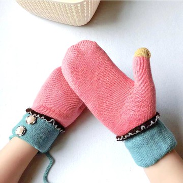 新款連指手套女士冬季觸屏加絨加厚保暖學生騎行毛線掛繩包套冬天
