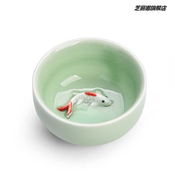 主人套裝玻璃小茶杯茶具功夫茶碗紫砂陶瓷單杯青瓷家用品茗杯帶