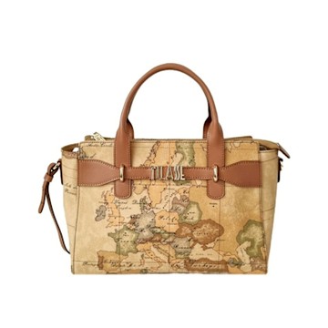 Alviero Martini 義大利地圖包 皮革裝飾手提側揹托特包29cm-地圖黃