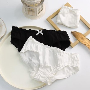 內褲女純棉抗菌襠透氣少女學生簡約純色木耳邊可愛日系全棉三角褲