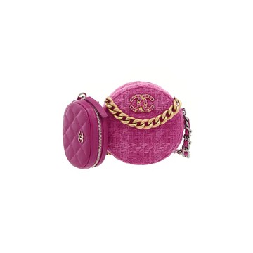 CHANEL 19 金釦毛呢料圓餅包子母包 / 2020