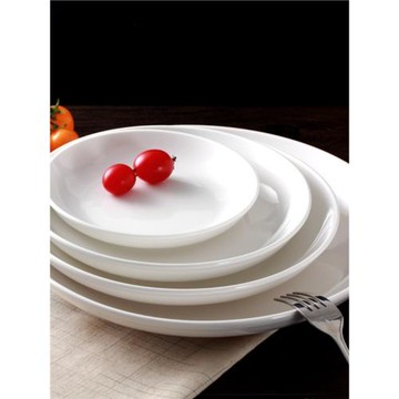 8寸飯盤剁椒魚頭盤深盤圓形陶瓷盤子耐熱餐盤 酒店10寸菜盤白色盤