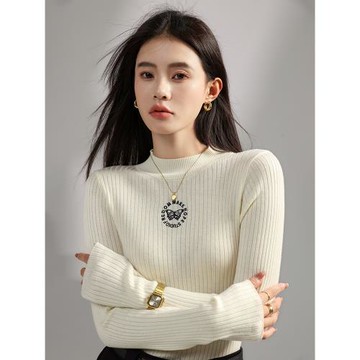 半高領打底衫女氣質內搭秋冬新款羊毛混紡長袖針織衫修身顯瘦毛衣